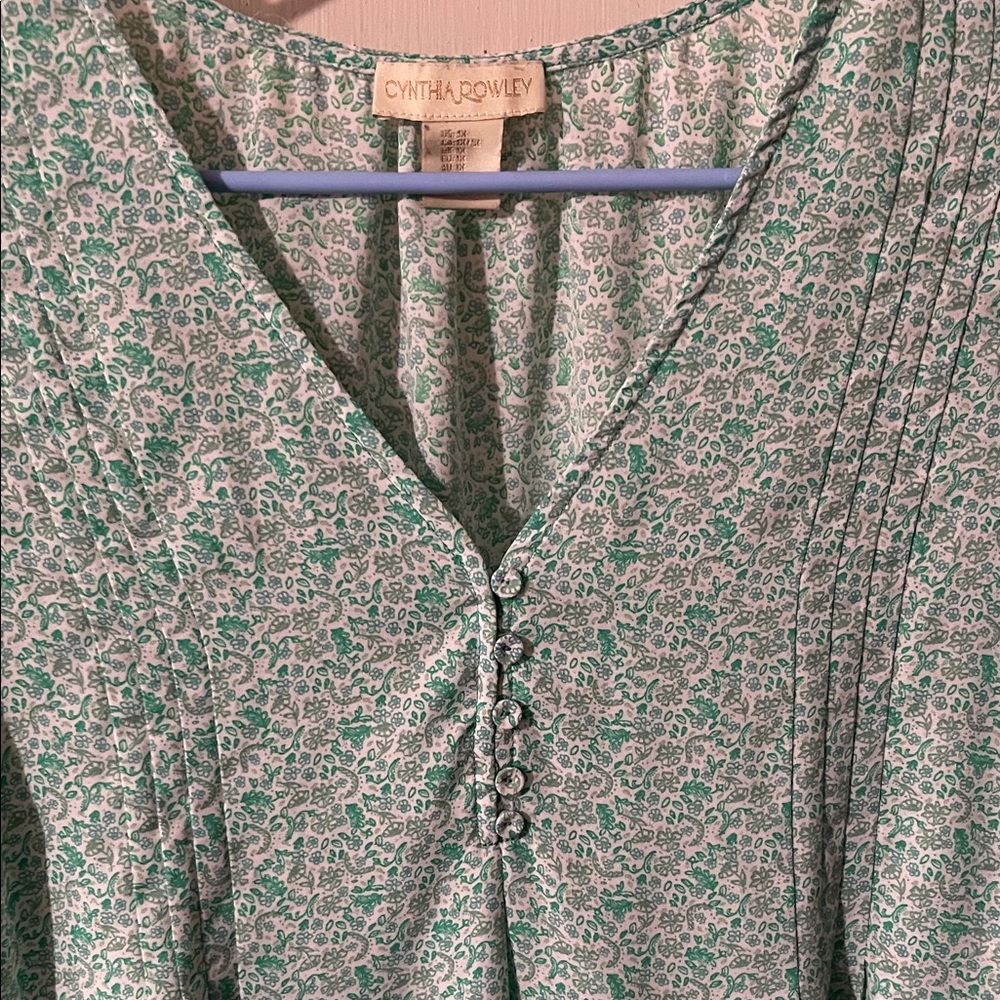 Cynthia Rowley Green Floral Blouse